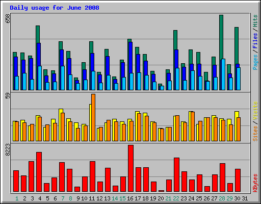 Daily usage for June 2008